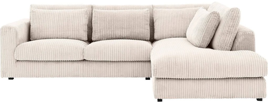 Goossens Bank Ravenia beige, stof, 2,5-zits, stijlvol landelijk met ligelement rechts