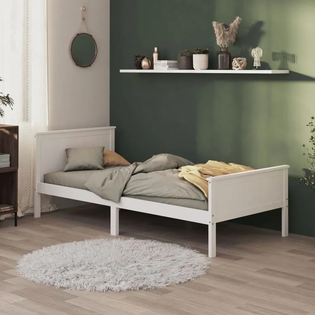 vidaXL Bedframe massief grenenhout wit 100x200 cm