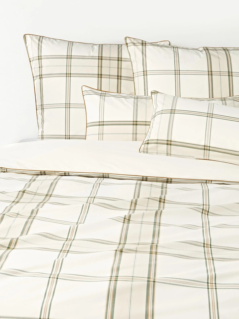 Geruit perkalkatoenen dekbedovertrek Scarlet