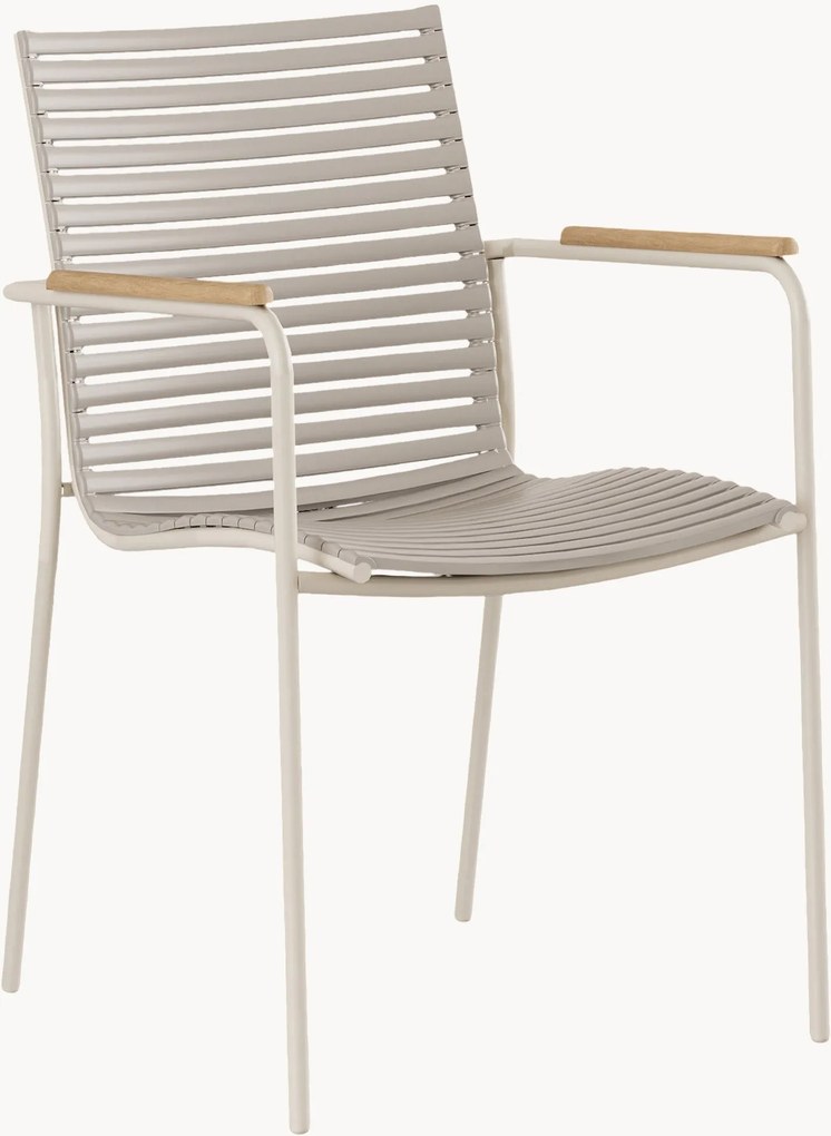 Stapelbare tuinstoel Mood Classic met teakhouten armleuningen