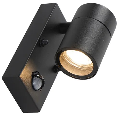 Buitenwandlamp zwart met bewegingssensor IP44 - Solo