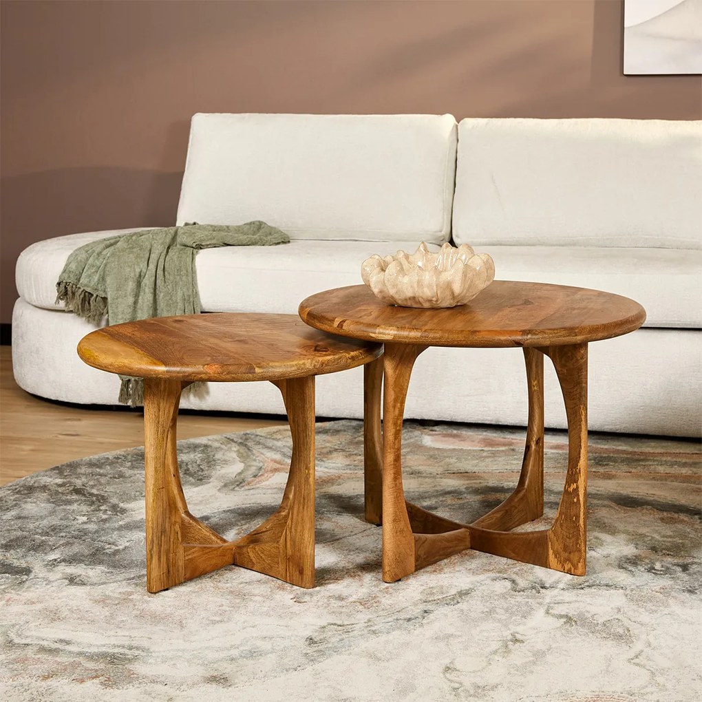 Starfurn Milou Ronde Salontafel Mango Hout Naturel 60 Cm - 60 X 60cm.