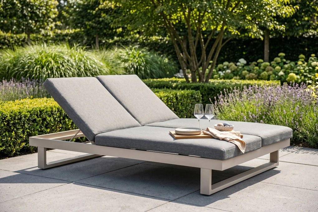 Lifestyle Garden Furniture Massimo Ligbed Met Kussen Loft/dark Grey Aluminium Taupe