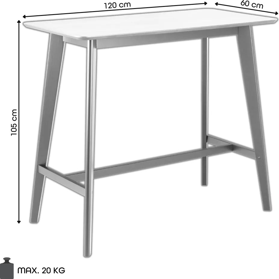 ROXY Natuurlijk Eiken/Zwart - BAR/KEUKENTAFEL HOOG HOUT FINEER