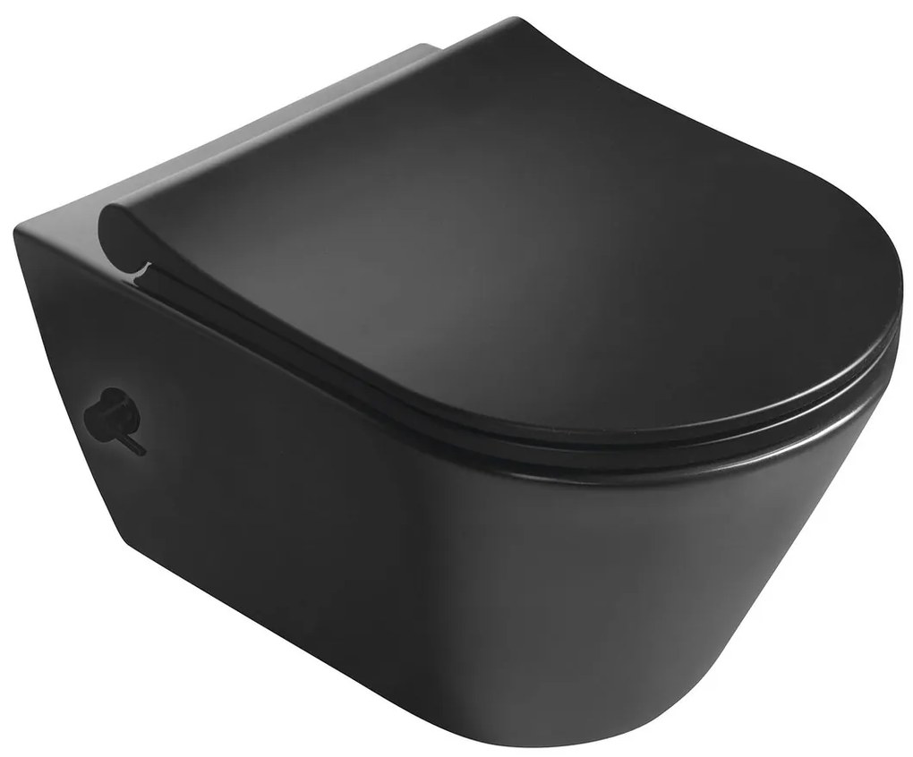 Sapho Avva hangend randloos toilet met bidetspoeler en mengkraan 36x53cm zwart mat