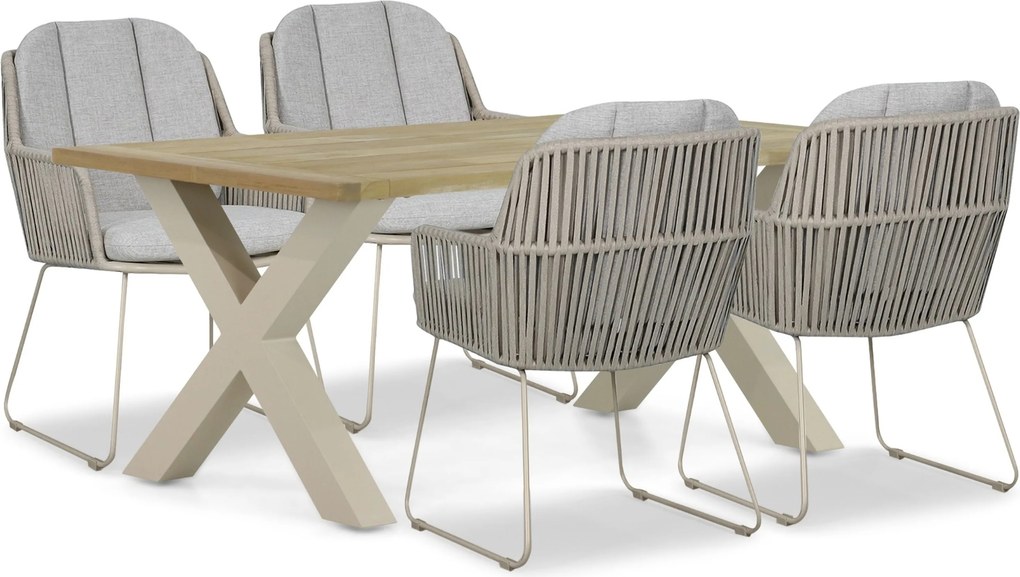 Tuinset 4 personen 180 cm Rope Taupe Domani Furniture Trivento/Cardiff