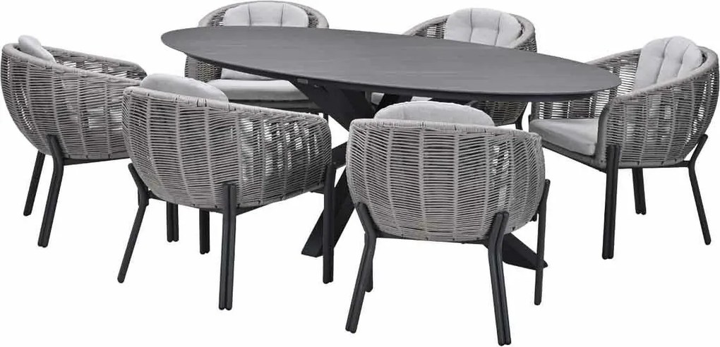 Garden Impressions Padula tuinset 7-delig - Scot tuintafel Napoli grey 230x115 cm