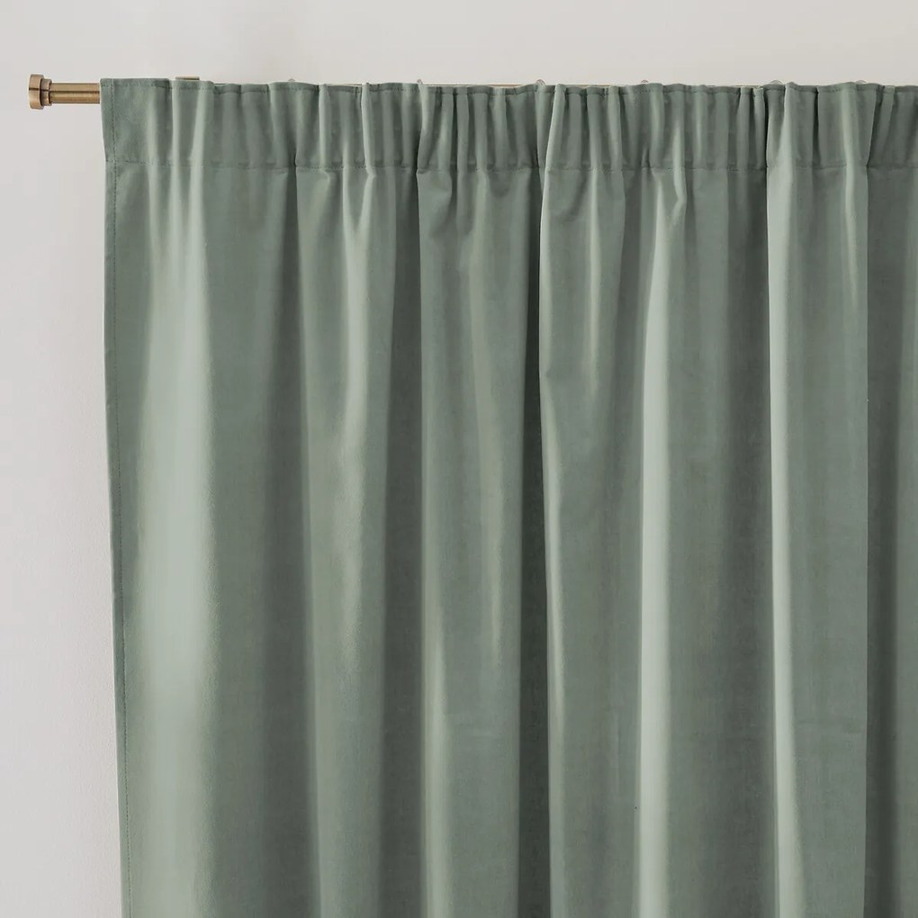 Fluwelen gordijn, met aangerimpelde bies en golf, VELVET