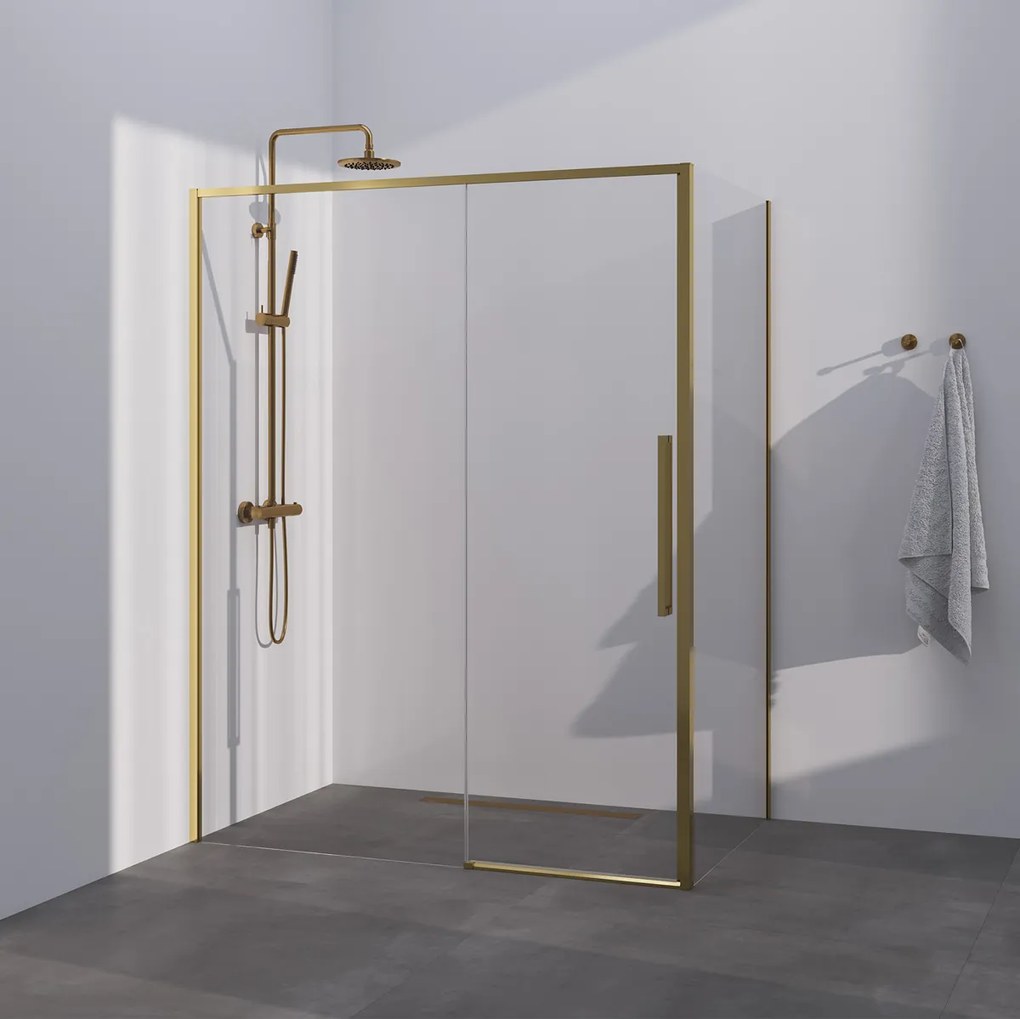 Brauer Season douchecabine met schuifdeur 160x90cm messing