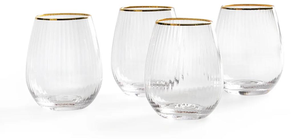 Set van 4 gestreepte glazen, Lurik