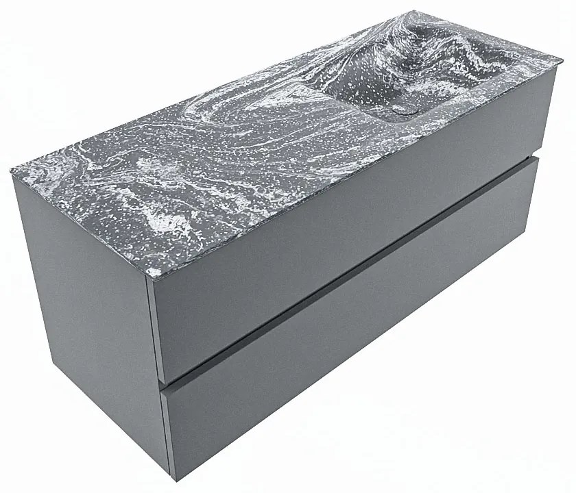 Mondiaz Vica DLux badmeubel 120cm plata 2 lades met wastafel lava rechts zonder kraangat