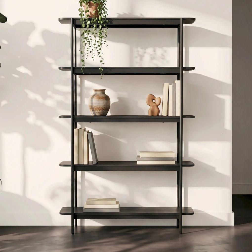 Openkast Met Vijf Planken Zwart - 120x40x190cm.