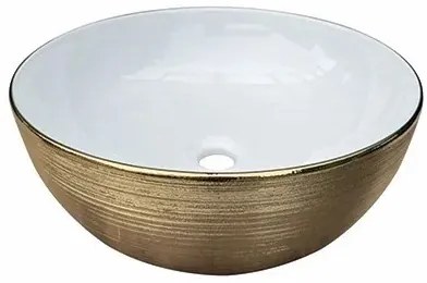 Lambini Designs Pisa waskom keramiek 41cm goud met witte binnenkant