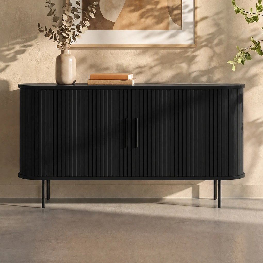 Houten Dressoir Zwart - 140x45x76cm.