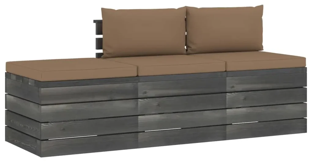 vidaXL 3-delige Loungeset met kussens pallet massief grenenhout