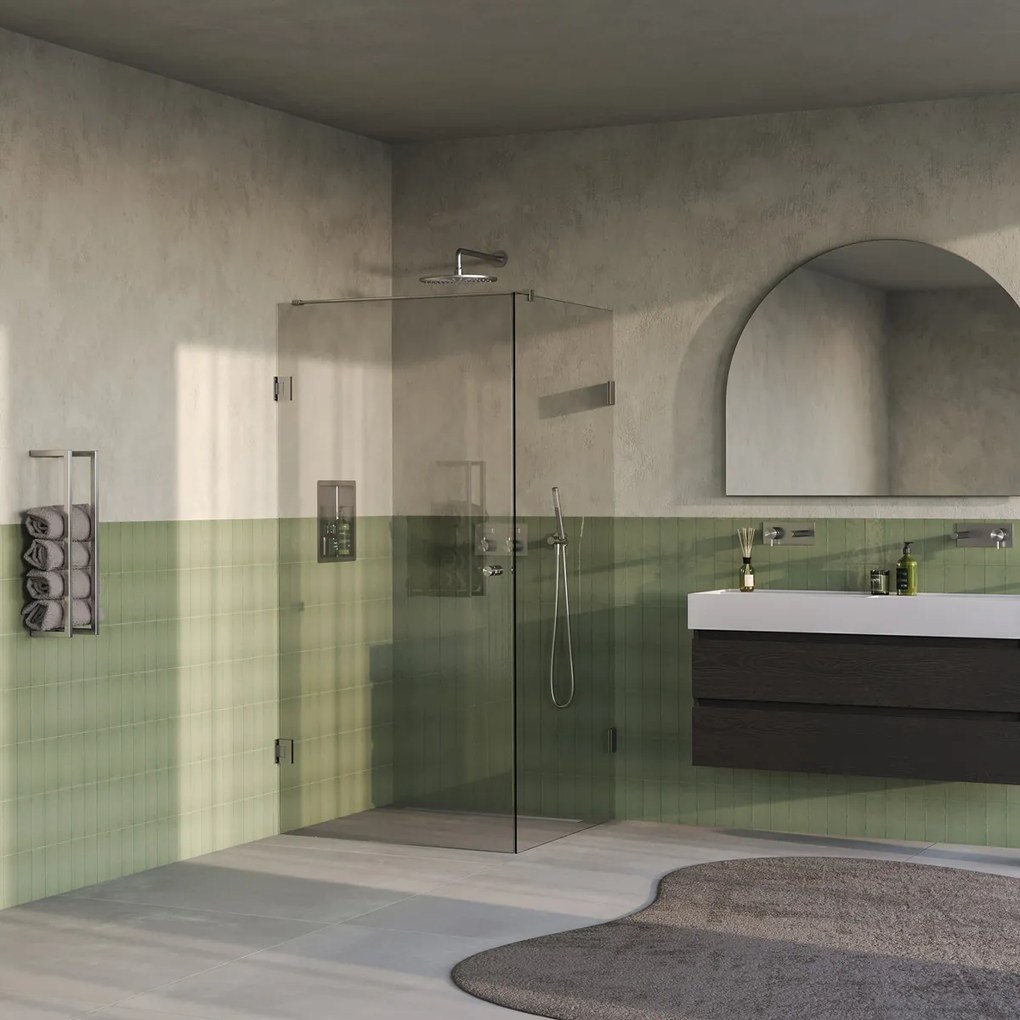 Brauer Void Carving profielloze douchecabine 100x100cm RVS geborsteld PVD