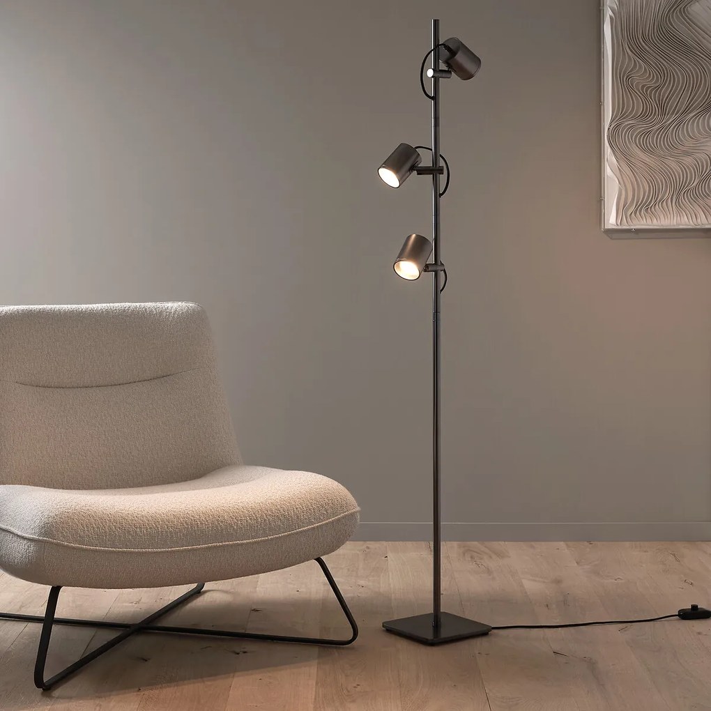 Staande lamp met 3 verstelbare grafiet spots, Girevole