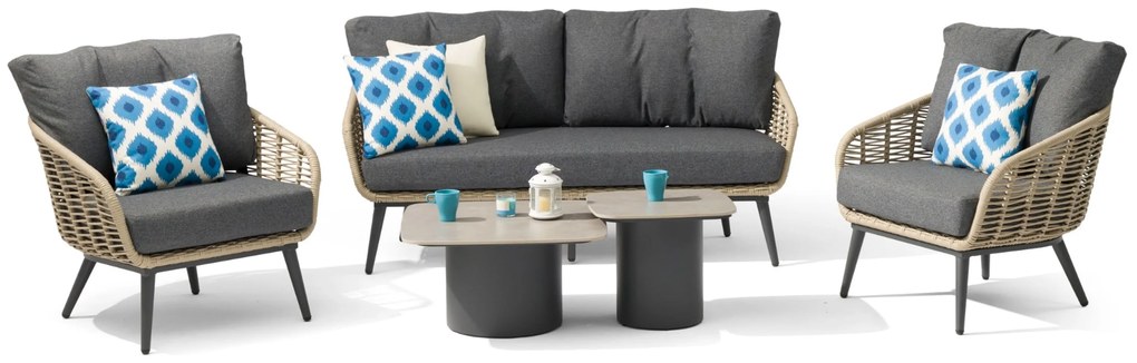 Stoel en Bank Loungeset 5 personen Aluminium/rope Grijs  Coco Vinci/Ronda