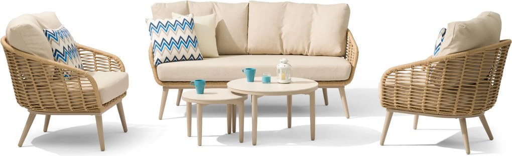 Stoel en Bank Loungeset 5 personen Aluminium/rope Taupe  Coco Vinci/Ibiza