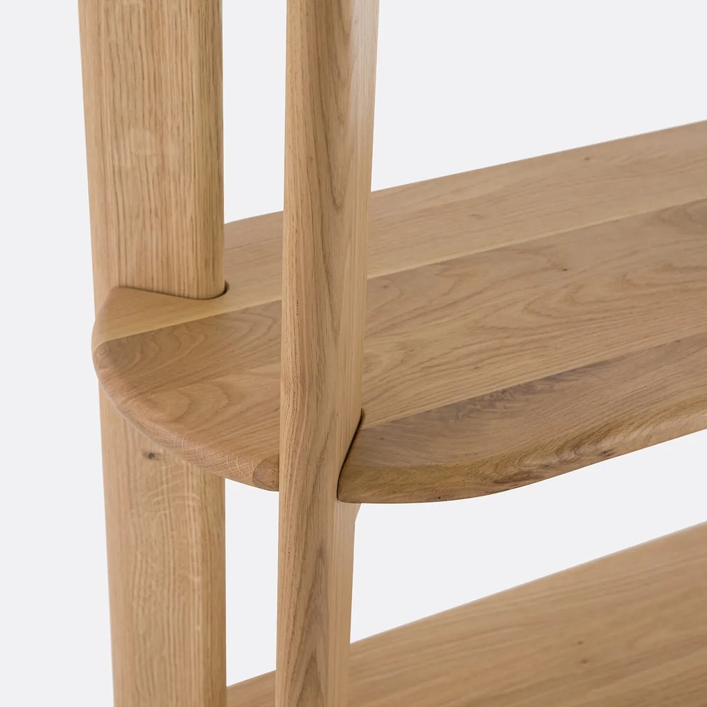 Wandrek met 5 legplanken, massief eiken, ELMO