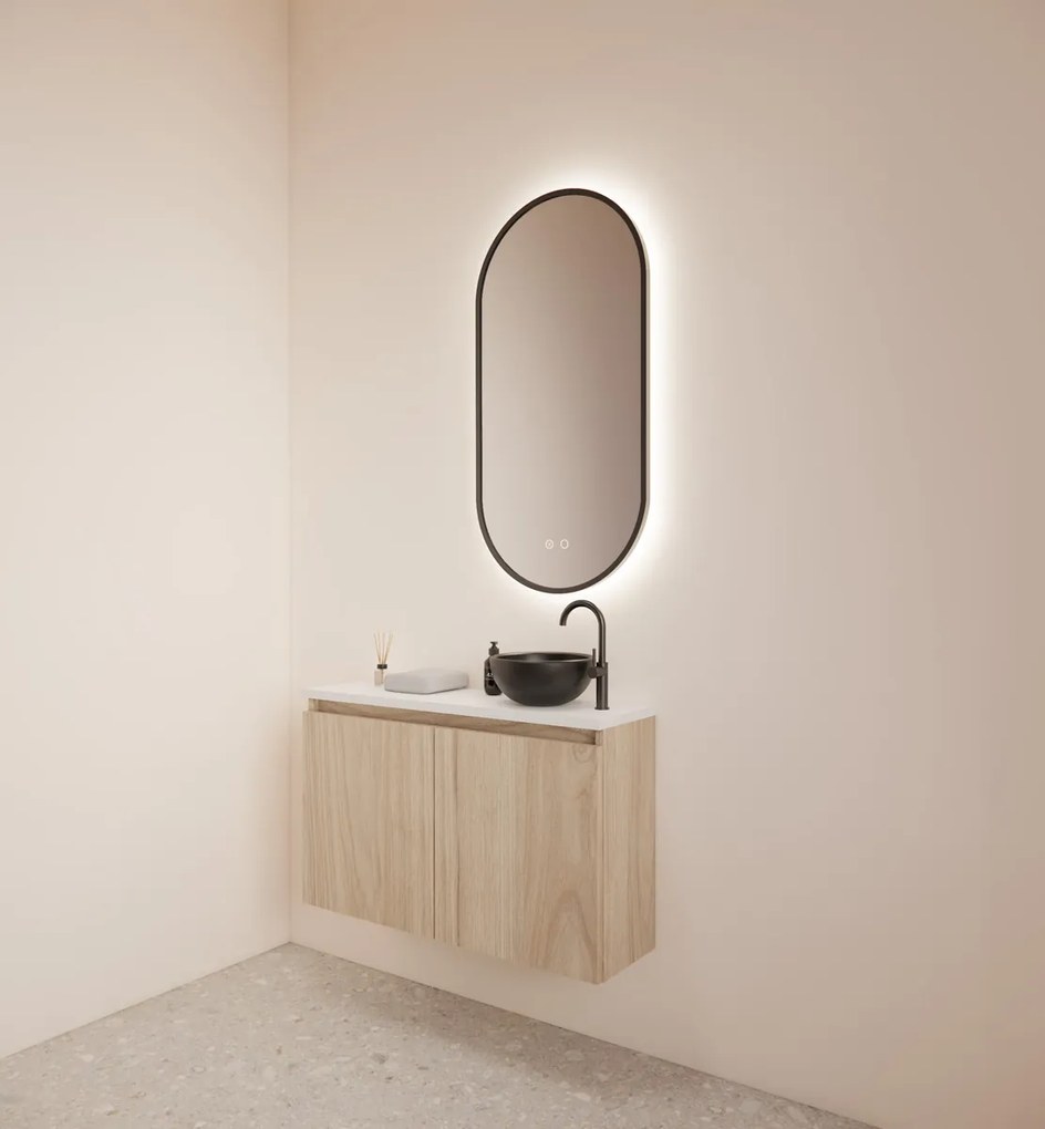 Gliss Design Echo toiletmeubel 80cm kastanje met toppaneel wit mat