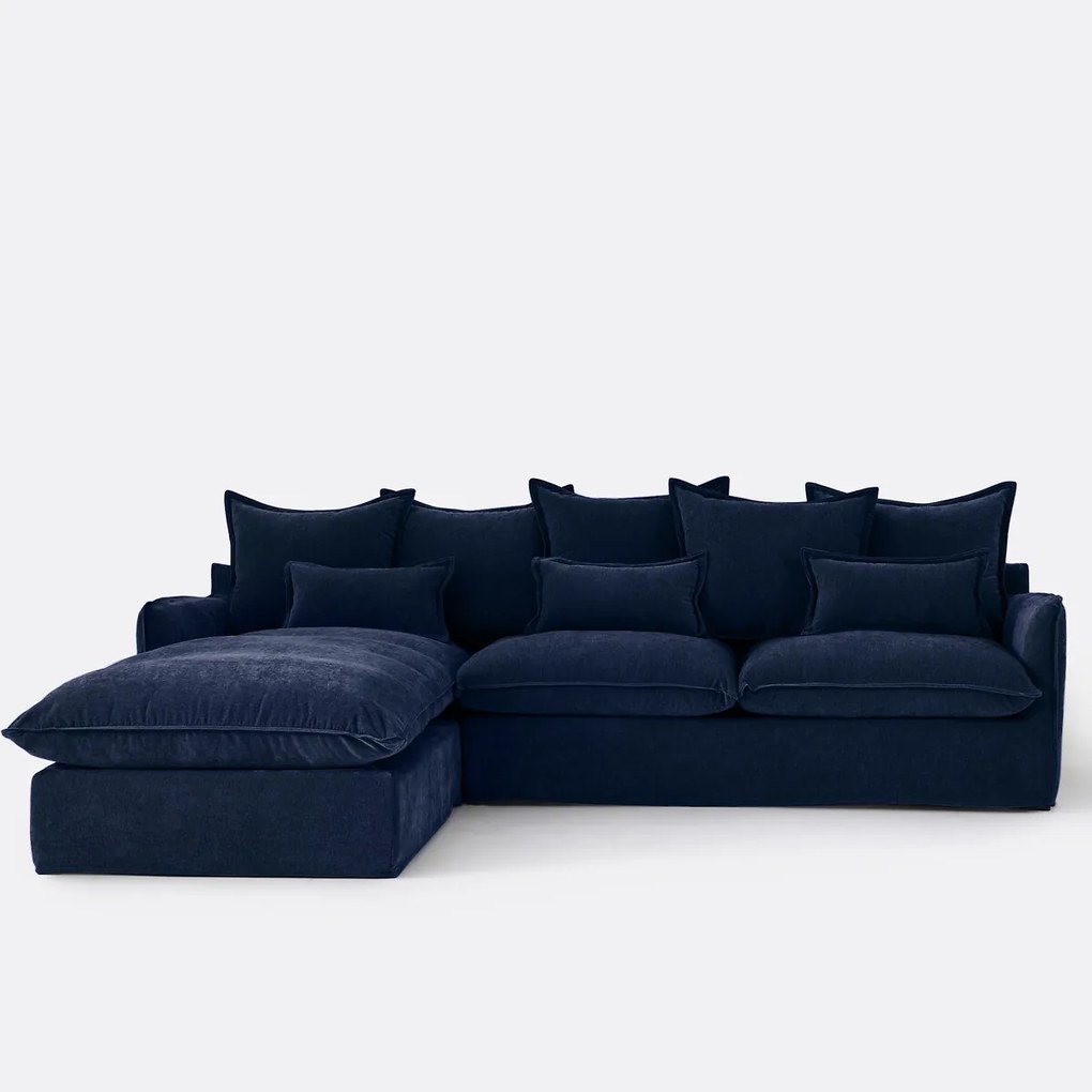 Hoekbank links, omvormbaar, afneembare hoes, 4-zits, gemêleerd polyester, ODNA