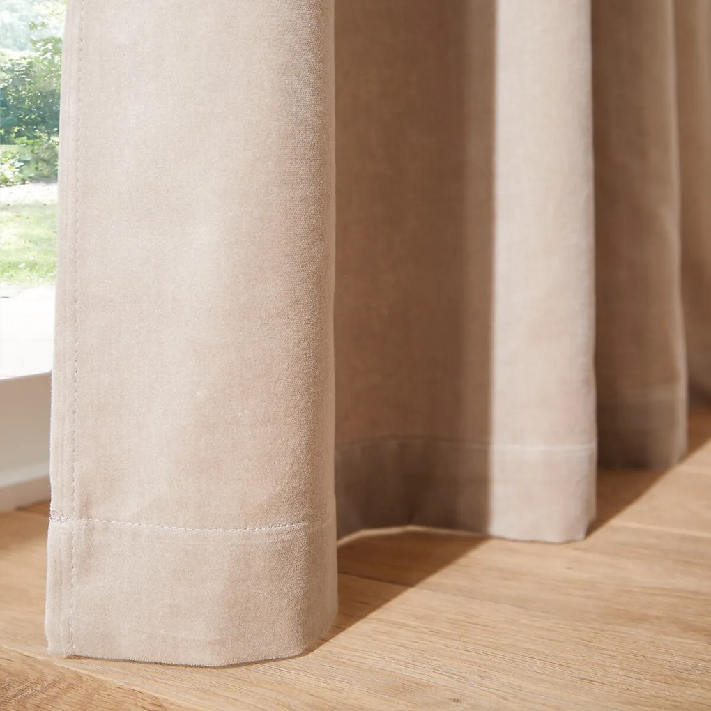 Fluwelen gordijn, met aangerimpelde bies en golf, VELVET