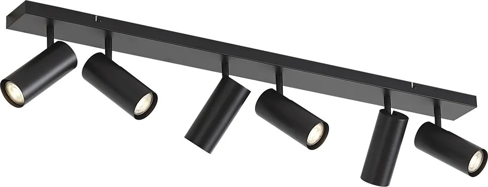 Moderne plafondlamp zwart 100cm 6-lichts verstelbaar - Renna