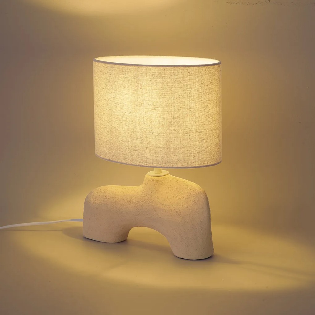 Wabi Sabi tafellamp beige met linen kap 35cm - Florence