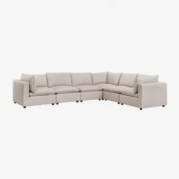 6-delige Modulaire Bank Daniela Stof Crème Beige - Sklum