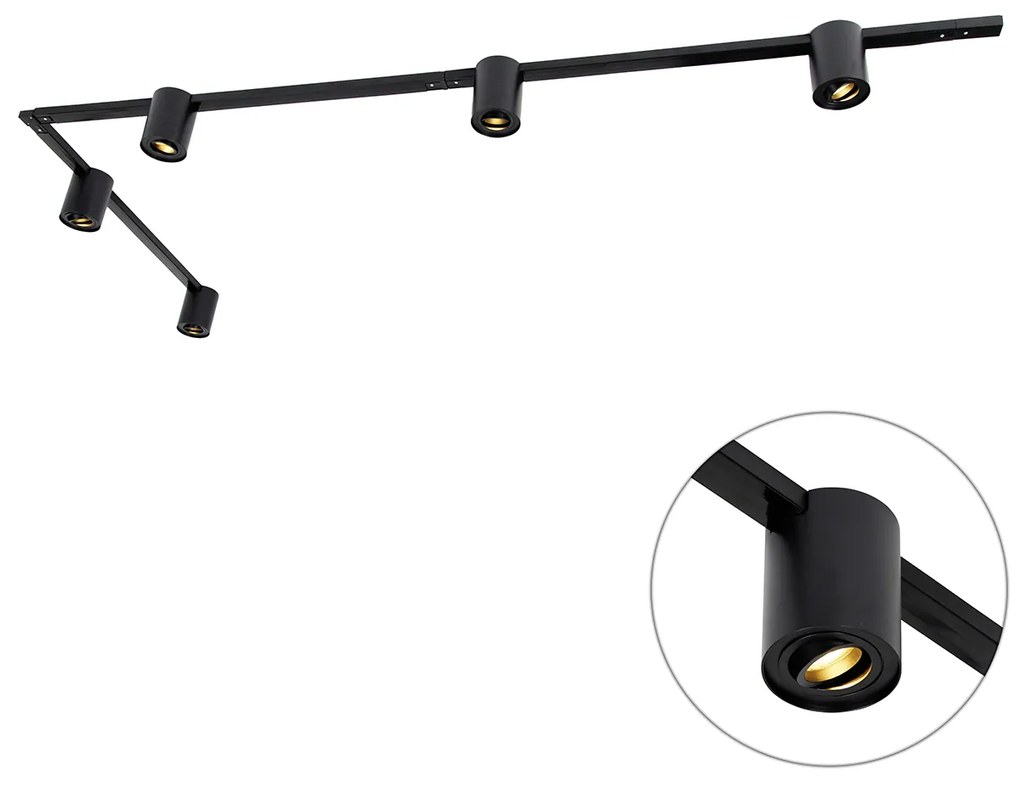 Modern 1-fase railsysteem met 5 Spot / Opbouwspot / Plafondspots zwart - Rondoo Up Modern GU10 Binnenverlichting Lamp