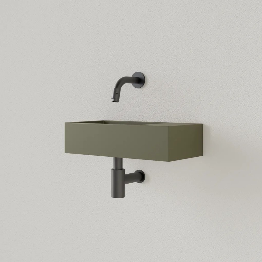 Sanigoods Nano fontein rechts olijf groen zonder kraangat 36x18cm