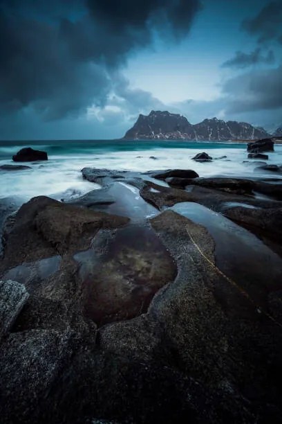 Foto Uttakleiv beach on lofoten, norway, Beckerworks, (26.7 x 40 cm)