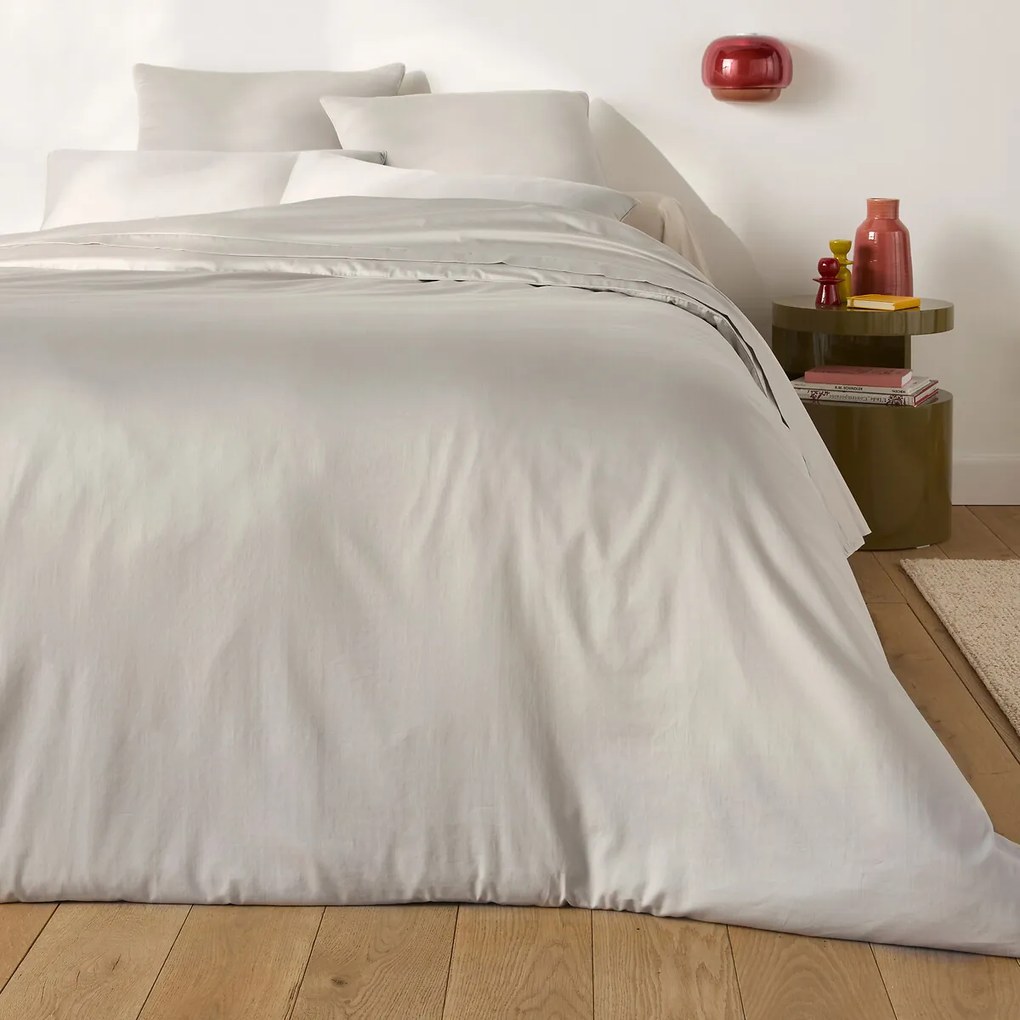 Effen satijnen katoenen bolsterovertrek, 153 draden, Opale