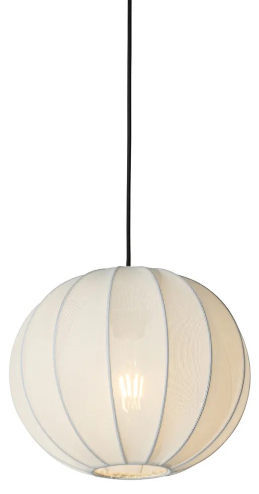 Stoffen Japandi hanglamp wit zijden 30cm - Plu Design E27 bol / globe / rond Binnenverlichting Lamp