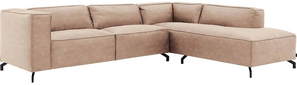 Goossens Bank Calvin beige, micro leer, 3-zits, modern design met ligelement rechts