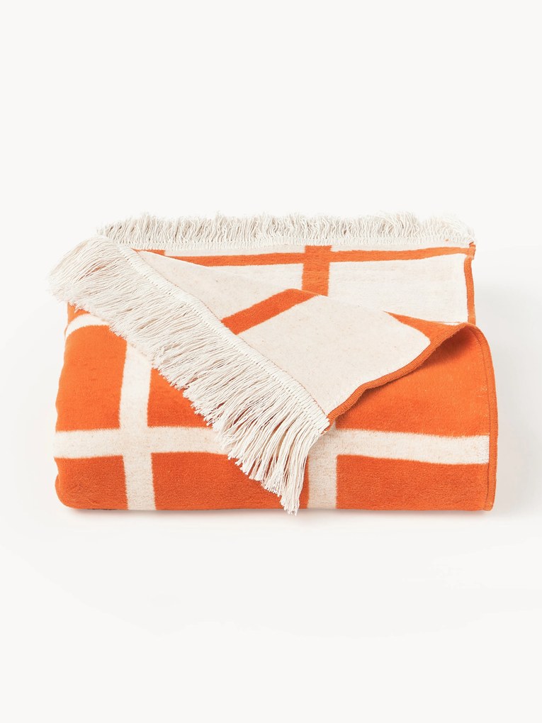 Geruite zachte katoenen plaid Edison met franjes