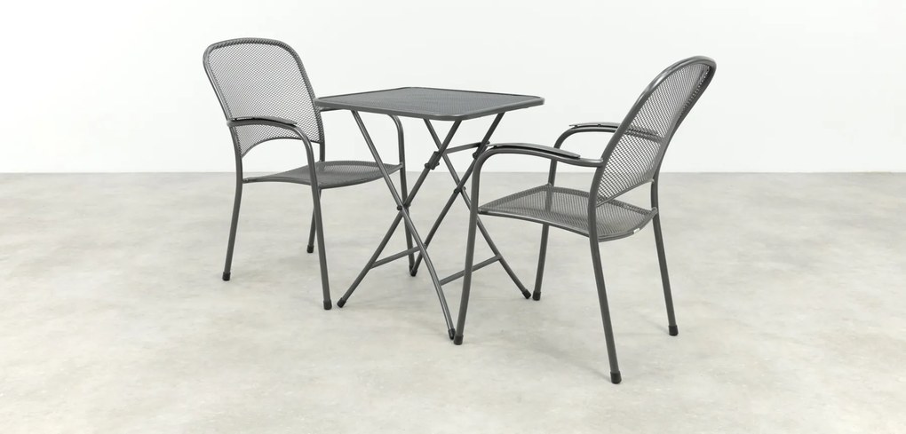 Carlo stapelbare balkonset 3-delig strekmetaal 60x60 cm. - Antraciet