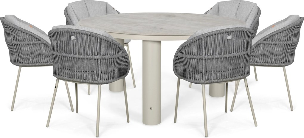 Tuinset Ronde Tuintafel 6 personen 150 cm Rope Zand/Beige  Santika Furniture Santika