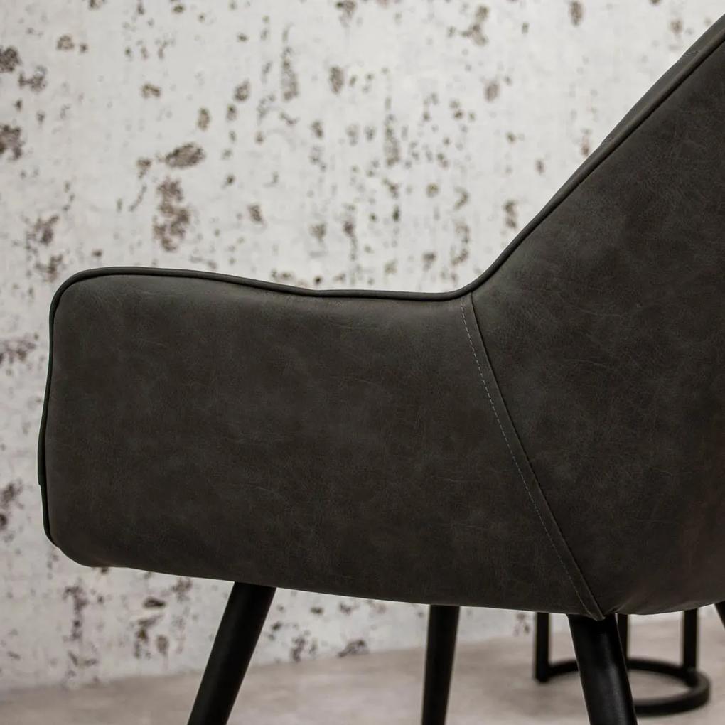 Dimehouse | Eetkamerstoel Cara breedte 58 cm x diepte 62 cm x hoogte 82 cm taupe eetkamerstoelen pu, kunstleer meubels stoelen & fauteuils