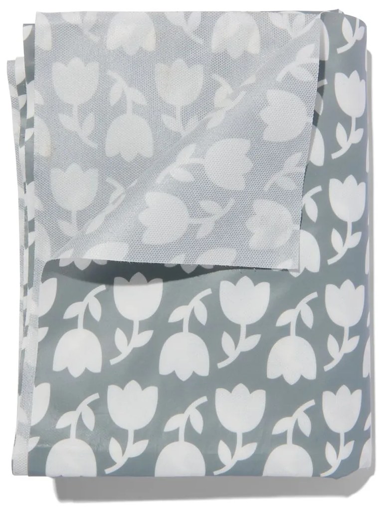 HEMA Tafelzeil 140x240 Polyester - Tulpen Grijs/wit (donkergrijs)