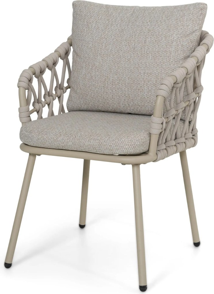 Tuinset Ronde Tuintafel 6 personen 150 cm Rope Zand/Beige Coco Oliva/Arancia