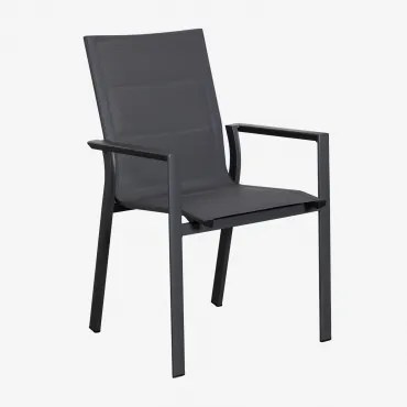 Stapelbare Set Van 2 Tuinstoelen Met Armleuningen Van Aluminium Karena Grijs – Grafiet - Sklum