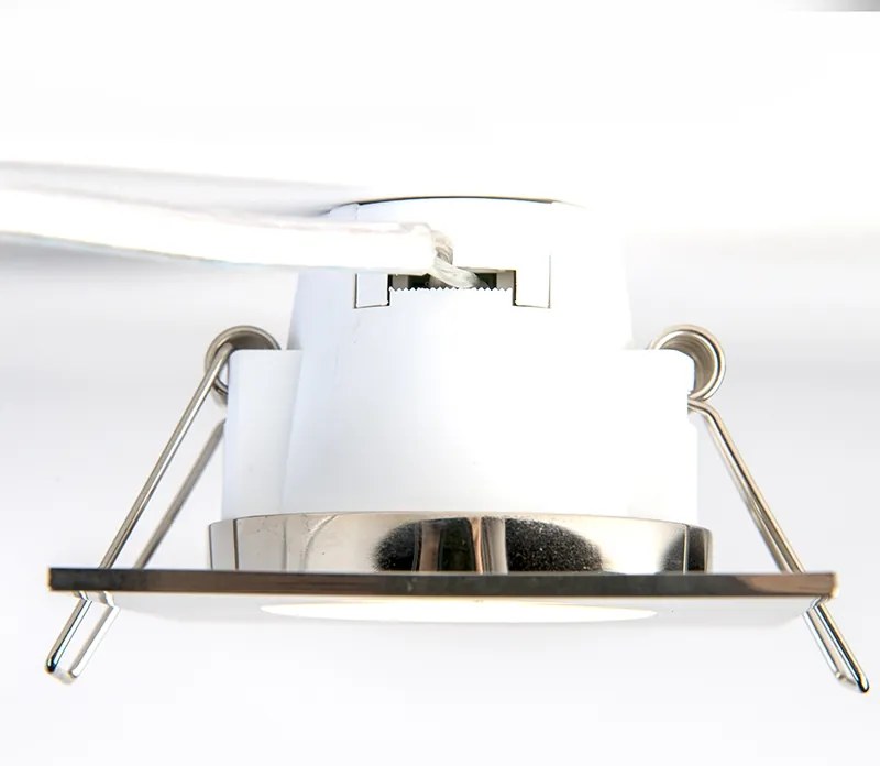 Buitenlamp Set van 3 inbouwspots vierkant staal incl. LED IP65 - Simply Modern IP65 Buitenverlichting Lamp