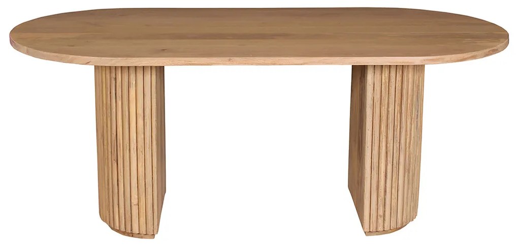 Ovale Eettafel Naturel Mangohout - 180 X 90cm.