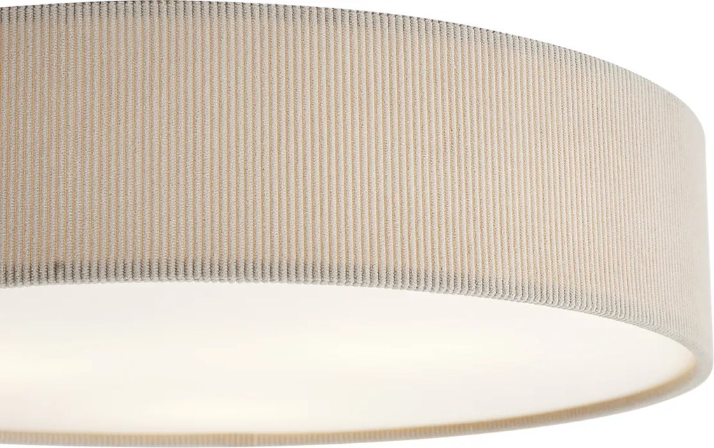 Moderne plafondlamp taupe met velours kap 46cm 3-lichts - Luz