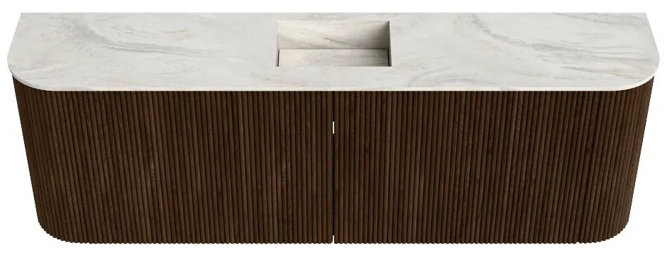 Mondiaz Joya DLux 125cm toiletmeubel ronding links/rechts walnut met wastafel faye midden zonder kraangat ostra