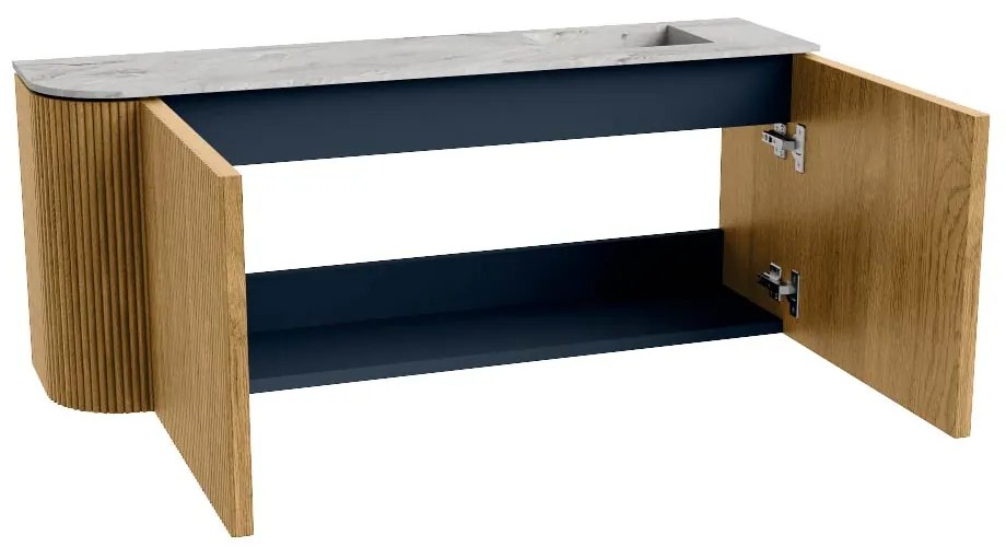 Mondiaz Joya DLux 100cm toiletmeubel ronding links oak met wastafel faye rechts zonder kraangat glace
