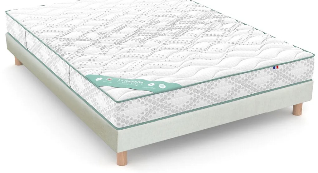 Set van matras voor gevoelige rug, 672 veren, stevig, zacht ligcomfort + bedbodem