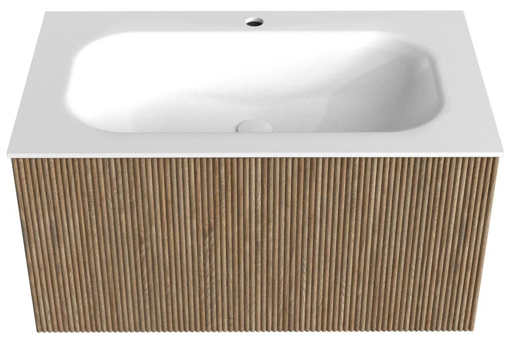 Mondiaz Kurve 80cm badmeubel dusk met 1 lade en wastafel big small midden 1 kraangat